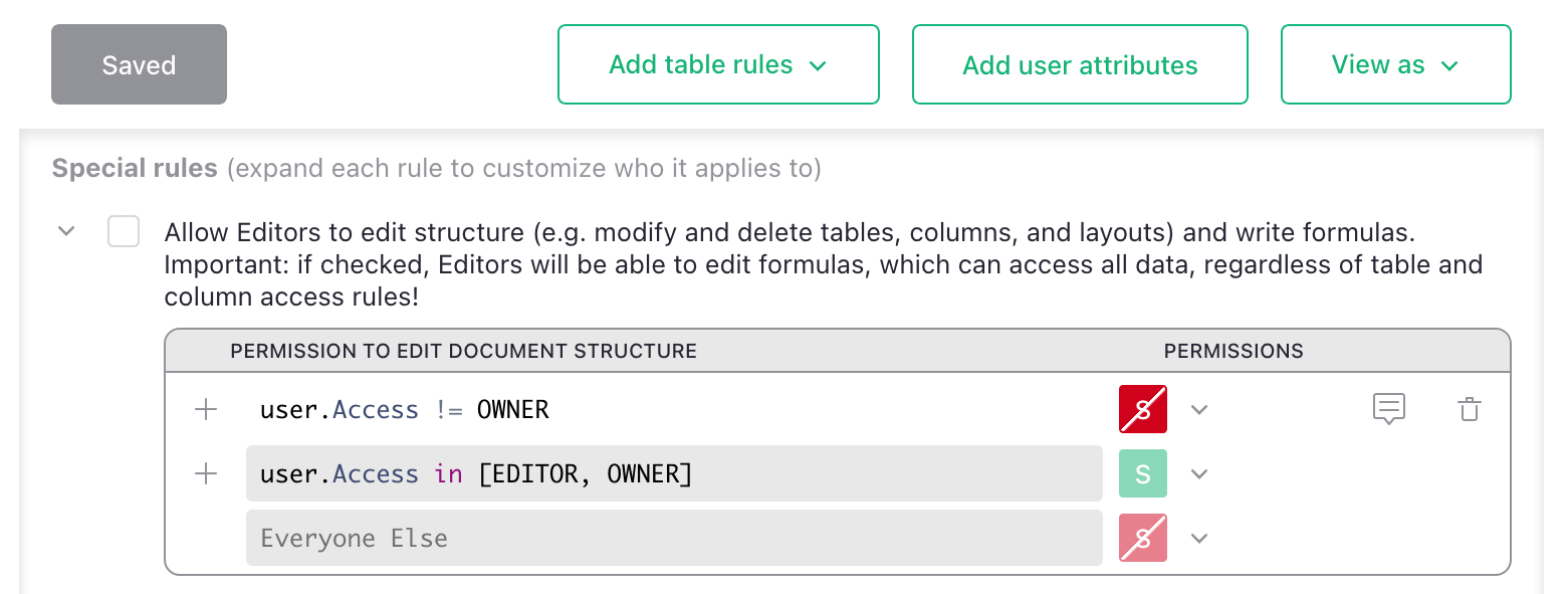 Access rules