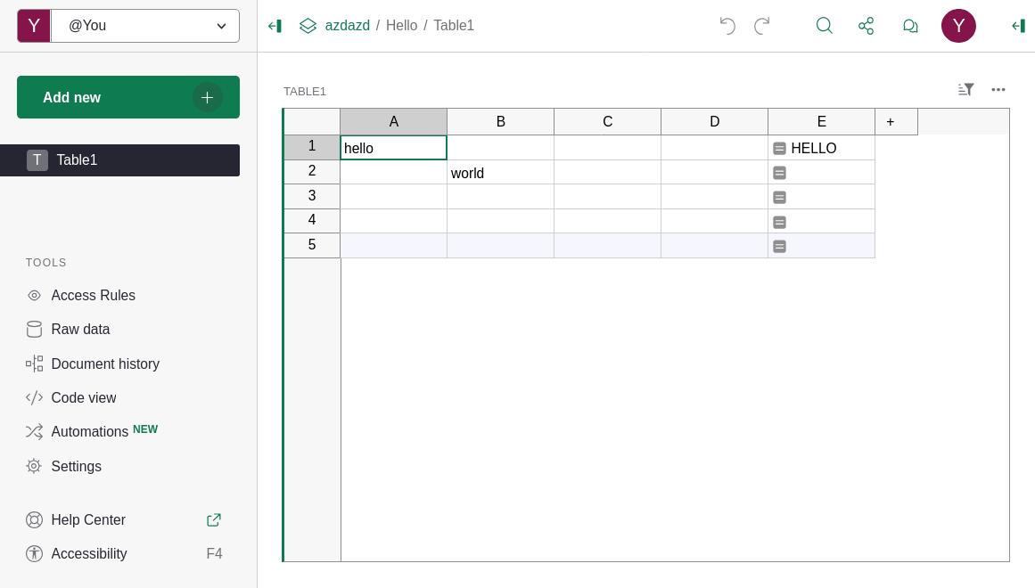 Screenshot of Grist using the high contrast theme