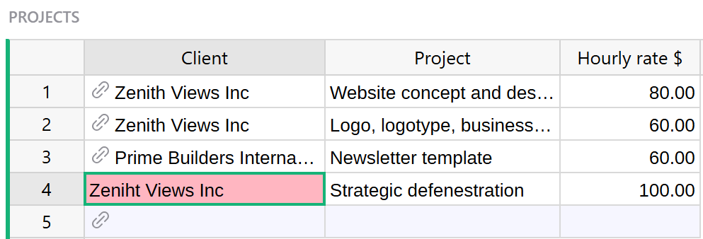 Invalid reference value