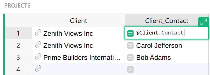 Additional columns as formulas