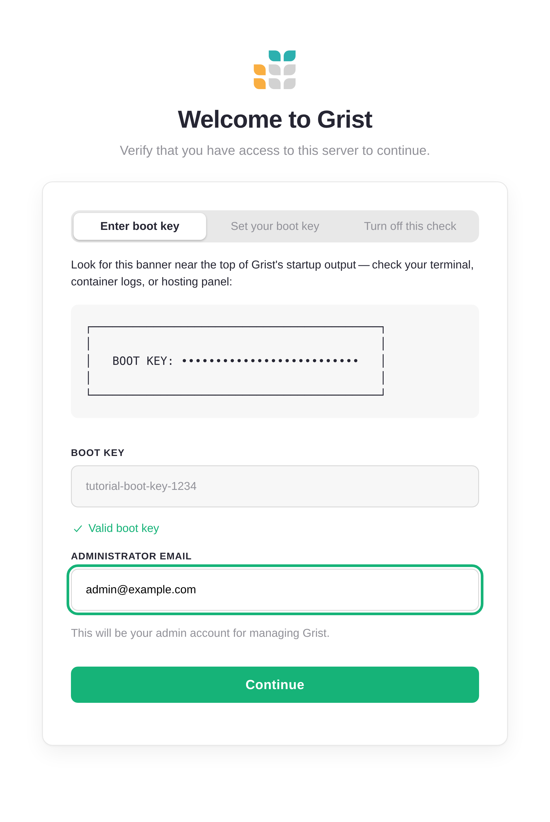 Confirm admin email