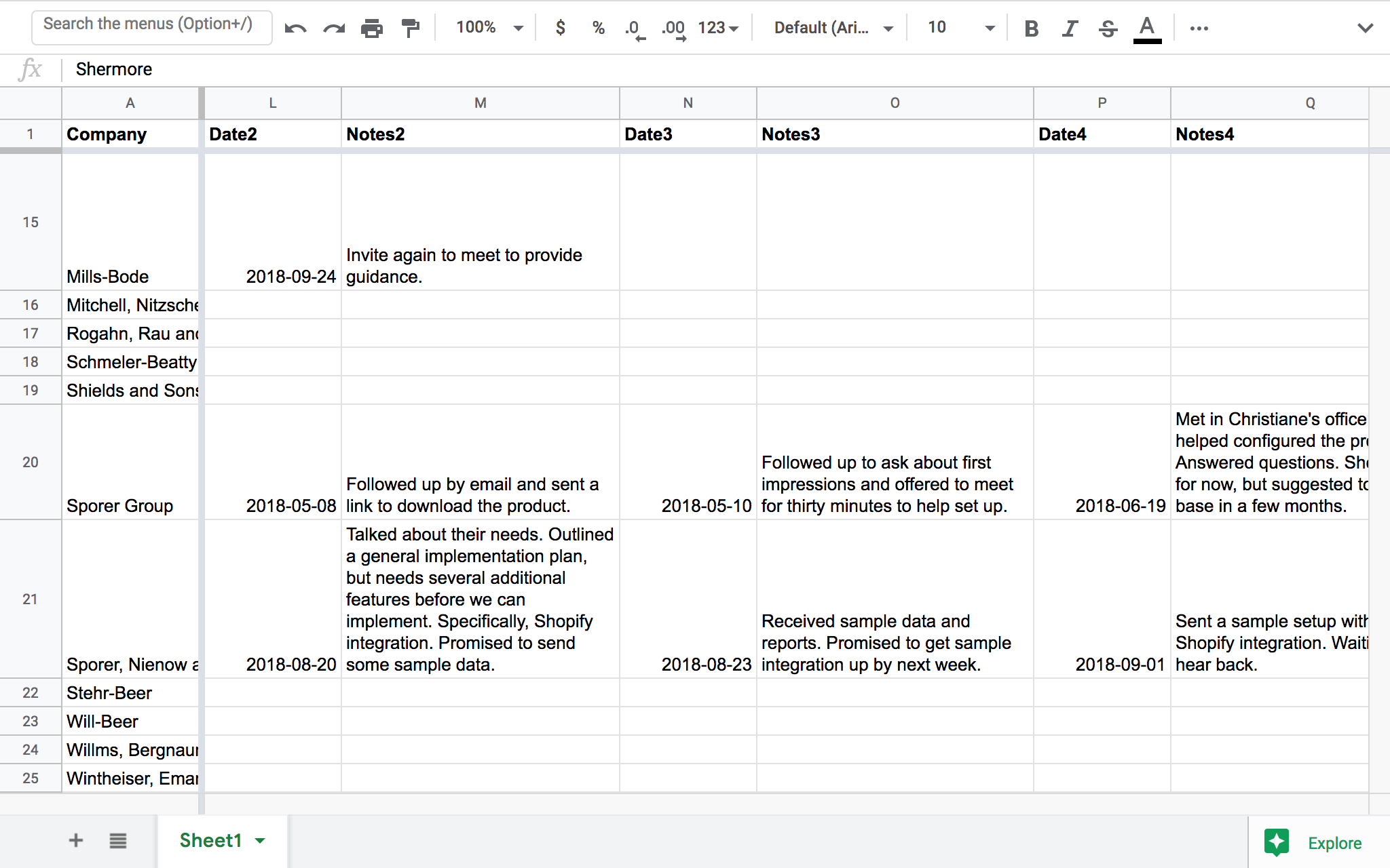 We end up with lots and lots of columns, making the spreadsheet difficult to read and understand.