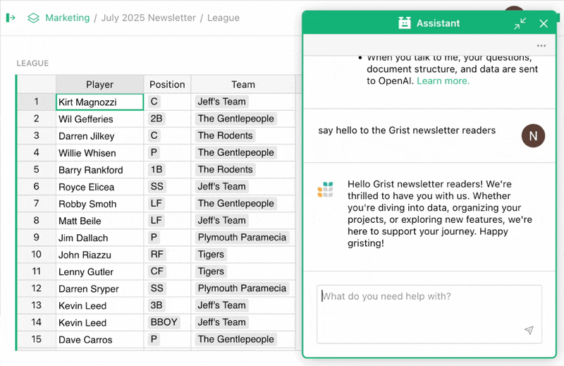 Assistant updates