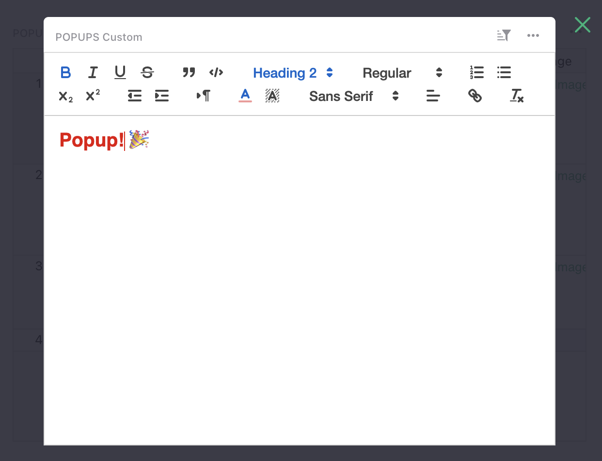 Secret popups