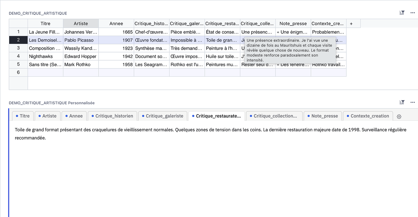 Tabular record view