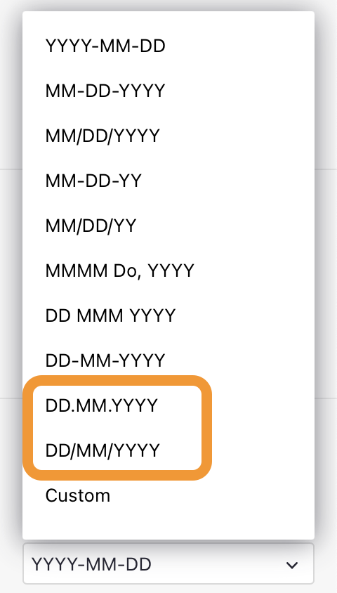 New date formats